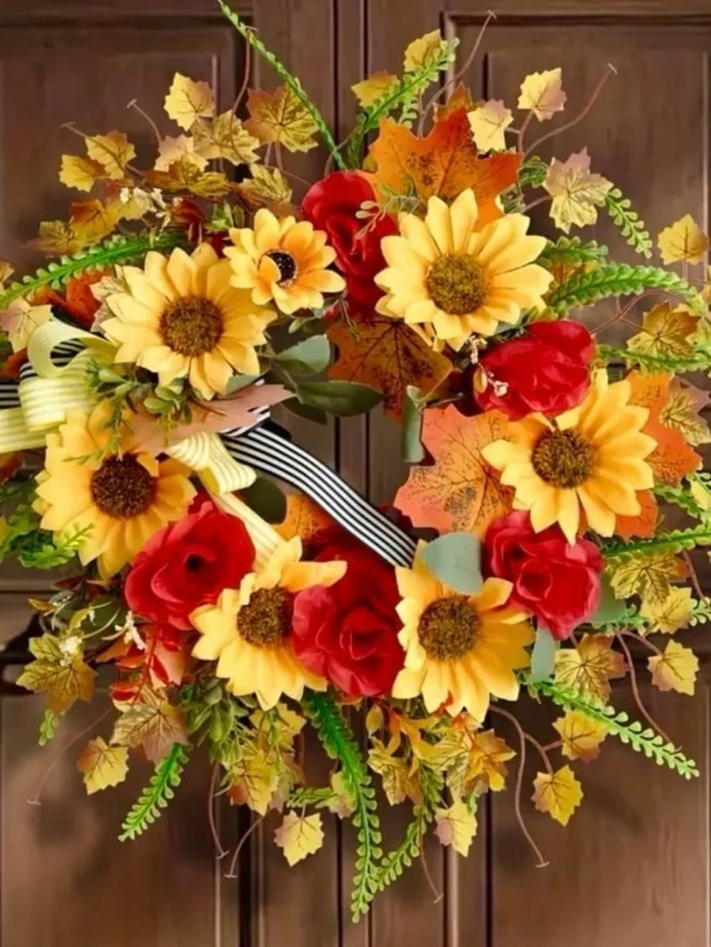 Home Accents Sunflower & Red Rose Fall Wreath
